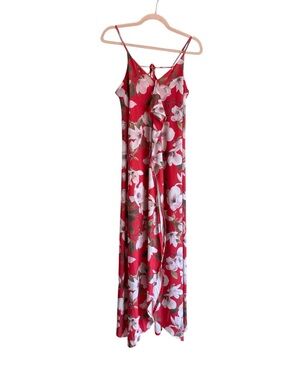 NWT Express Floral Tie Back Asymmetrical Hem Maxi Dress